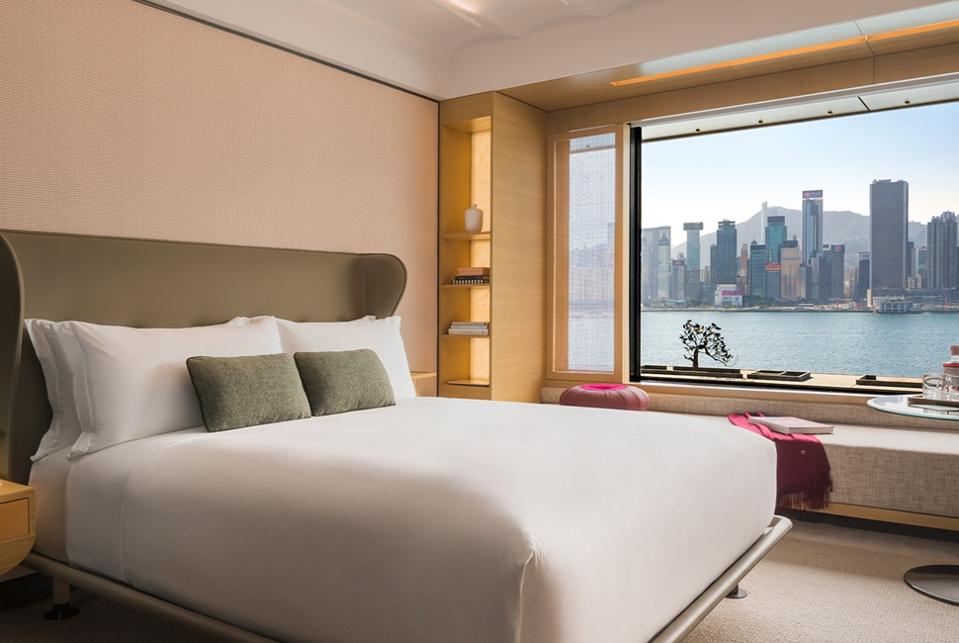 Most rooms have views of Victoria Harbour.