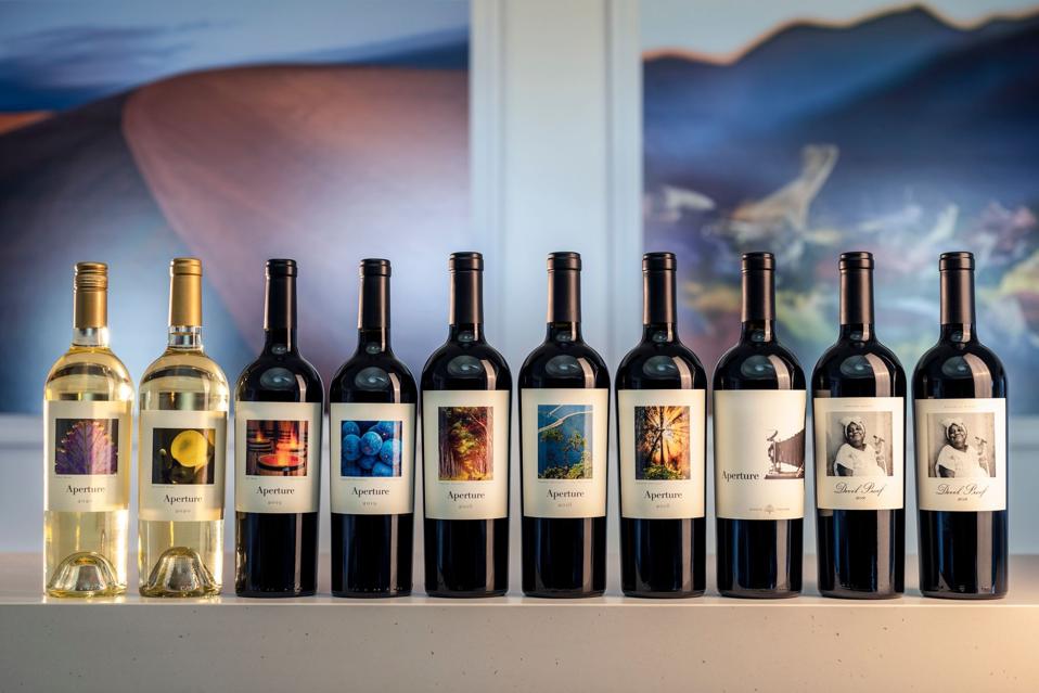 The Line-Up of Aperture wines featuring front label by photographer, Andy Katz