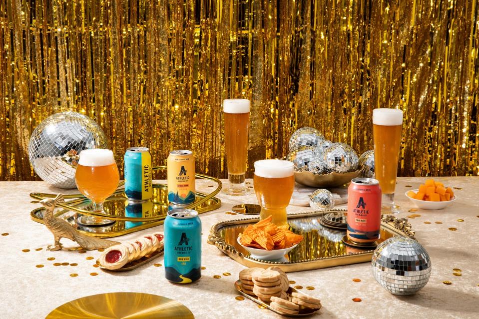 A selection of Athletic Brewing's broad range of non-alcoholic craft beers.