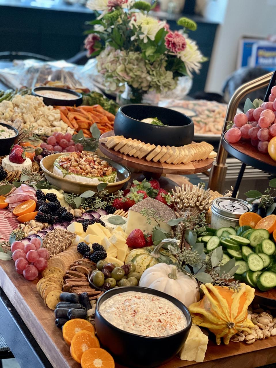 a table covered in healthy snacks