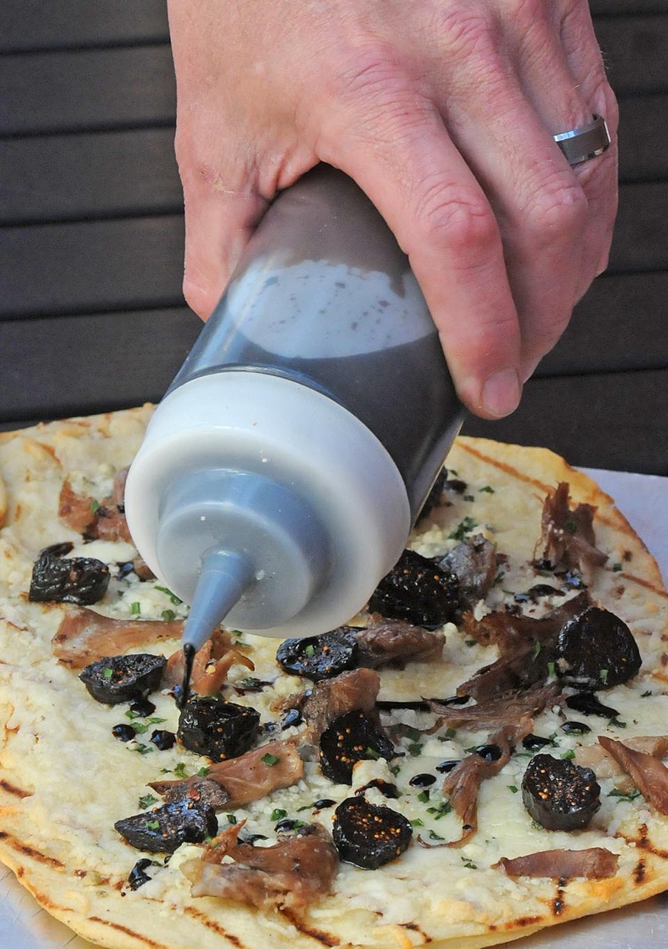 Fig and Blue Cheese grilled pizza with Balsamic Vinegar  