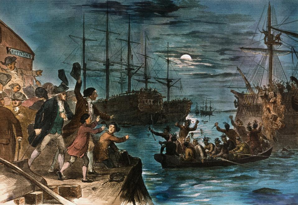 Illustration of the Boston Tea Party