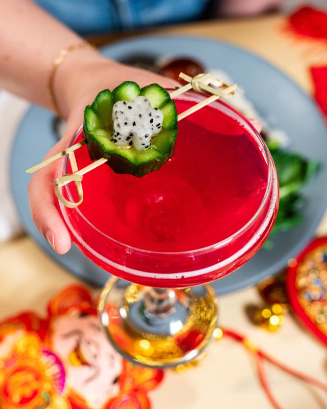 a red dragon fruit cocktail