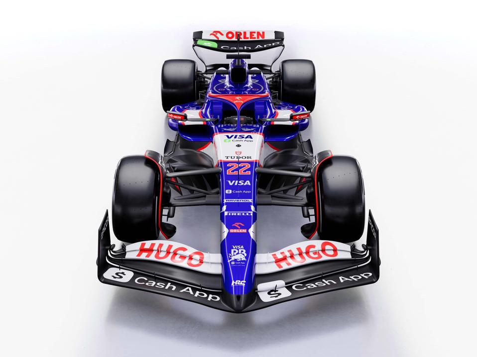The Tudor shield logo is displayed on the nose of the Visa Cash App RB Formula One car
