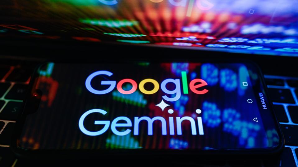 In this photo illustration, a Google Gemini logo is...