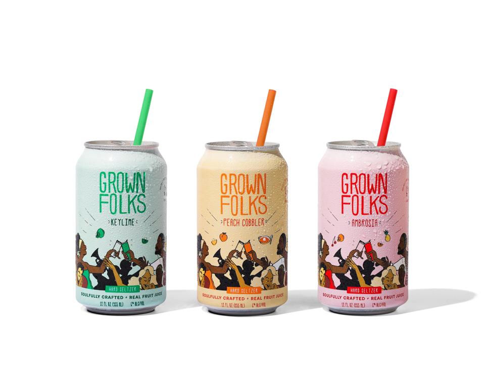 Grown Folks cans with straws