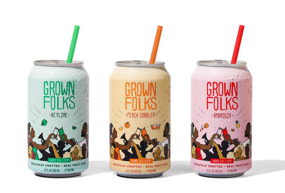 Grown Folks cans with straws