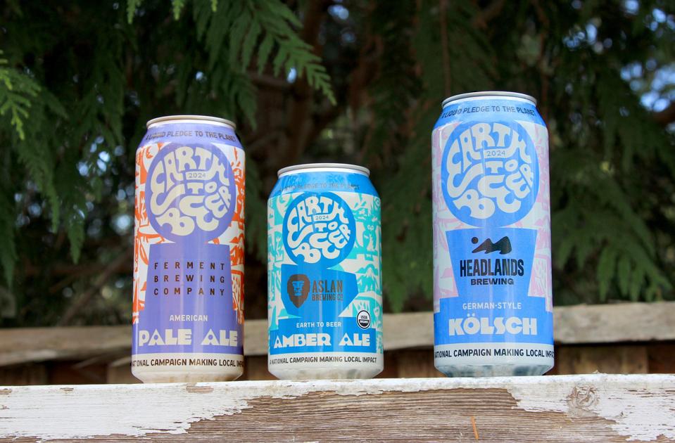 Three cans of beer from the Earth To Beer project.