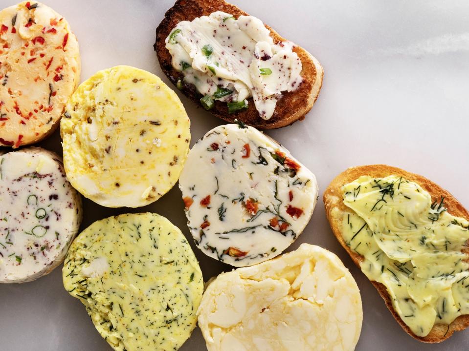 Homemade Herb Butter, Herb butter, Butter, Siced herb butter close up, Butter with fresh herbs