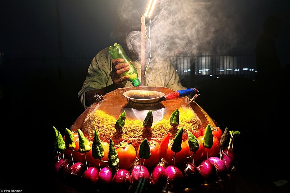 Street food preparation in Bangladesh
