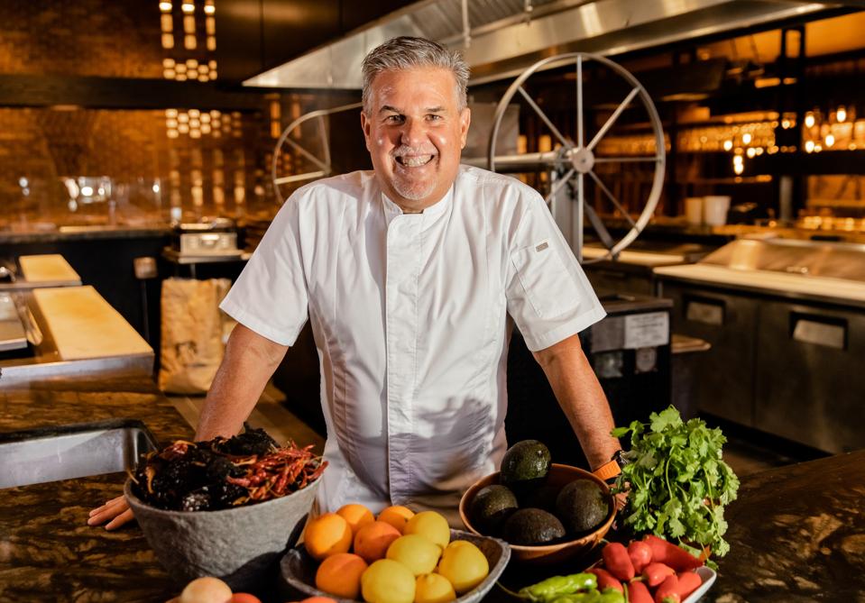 Chef Richard Sandoval in the kitchen  