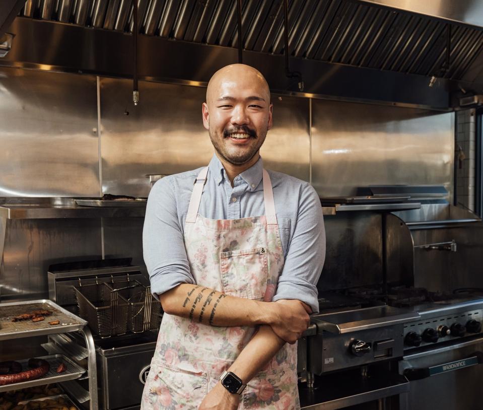 Henry Lu in his restaurant kitchen