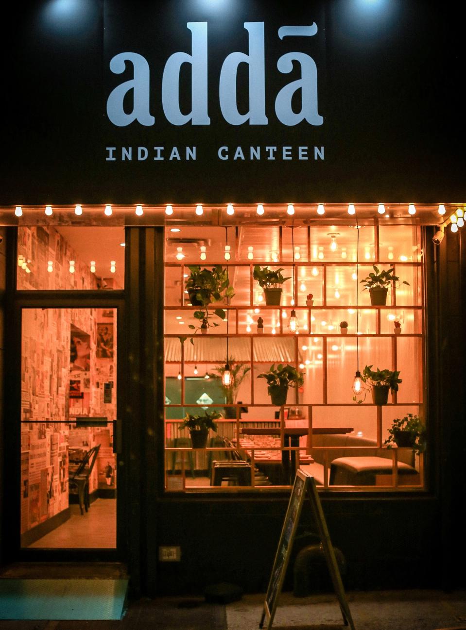 The exterior of the restaurant Adda which opened in Long Island City in 2018.