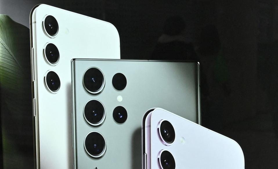 Samsung phones on billboard.