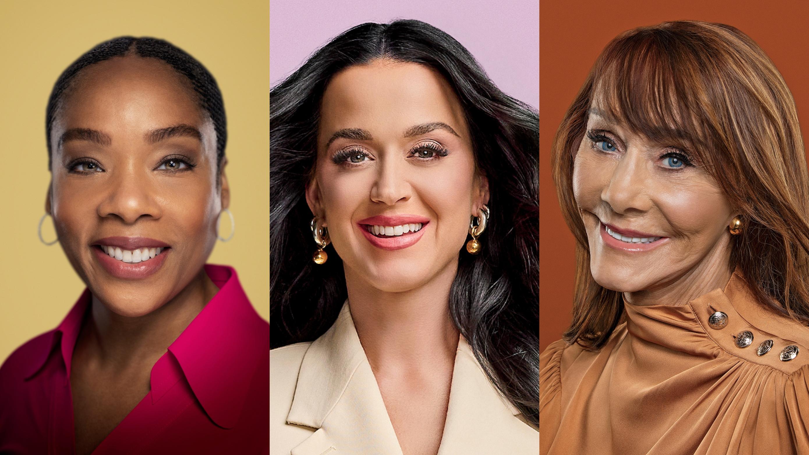 Photos of Fawn Weaver, singer Katy Perry and ABC Supply Chairman Diane Hendricks.