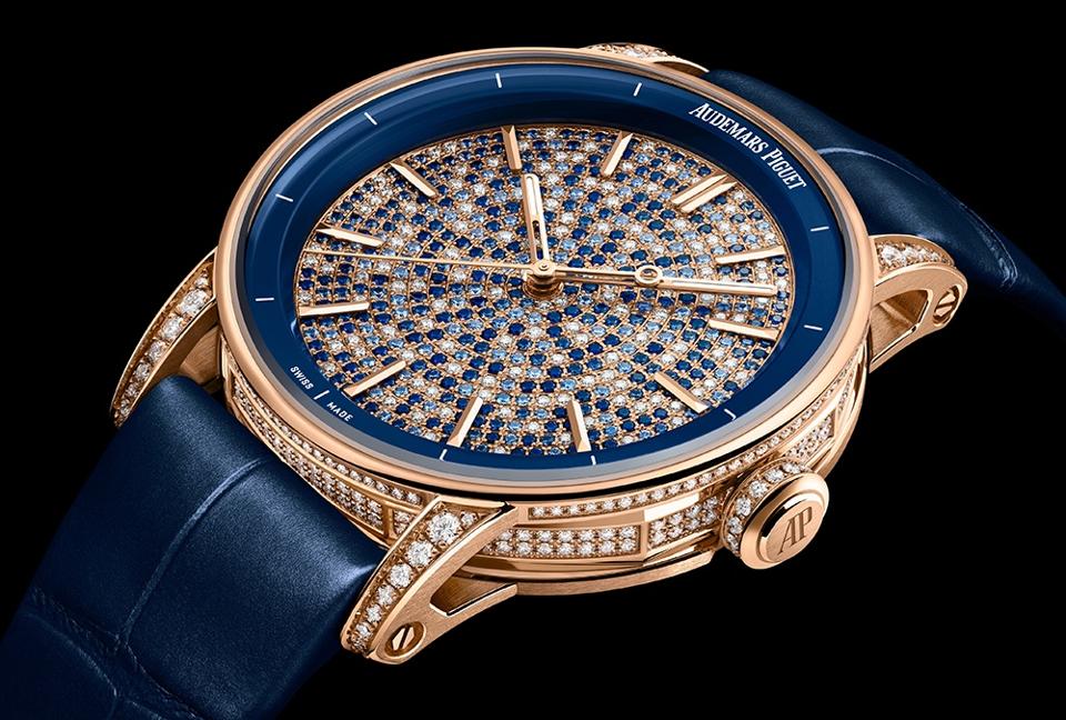 The Audemars Piguet blue camo patterned gemset Royal Oak.