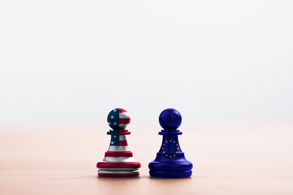 Usa,Flag,And,Eu,Flag,Print,Screen,On,Pawn,Chess