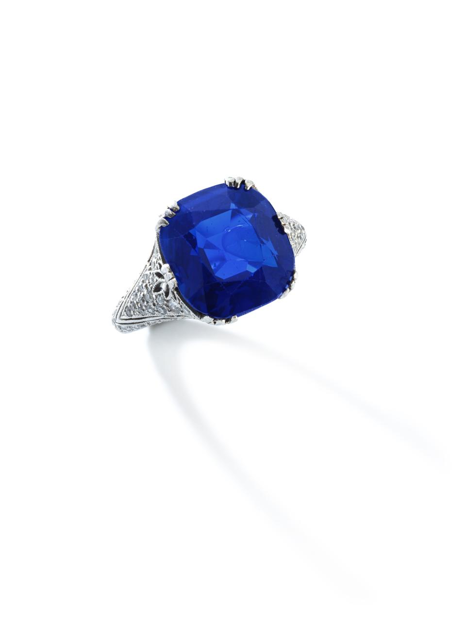 10.31-carat cushion-shaped Kashmir sapphire by Marcus & Co. fetched more than $1.9 million