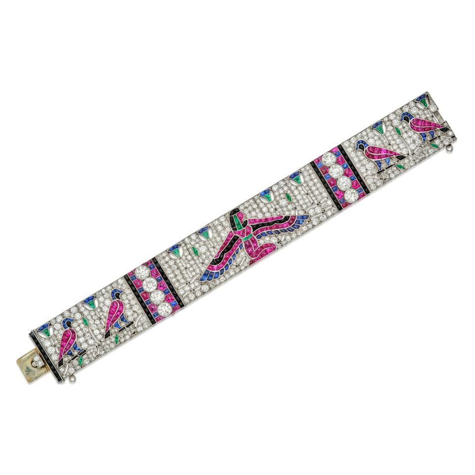 Colored Stone and Diamond Bracelet, France, circa 1925, fetched more than $1 million