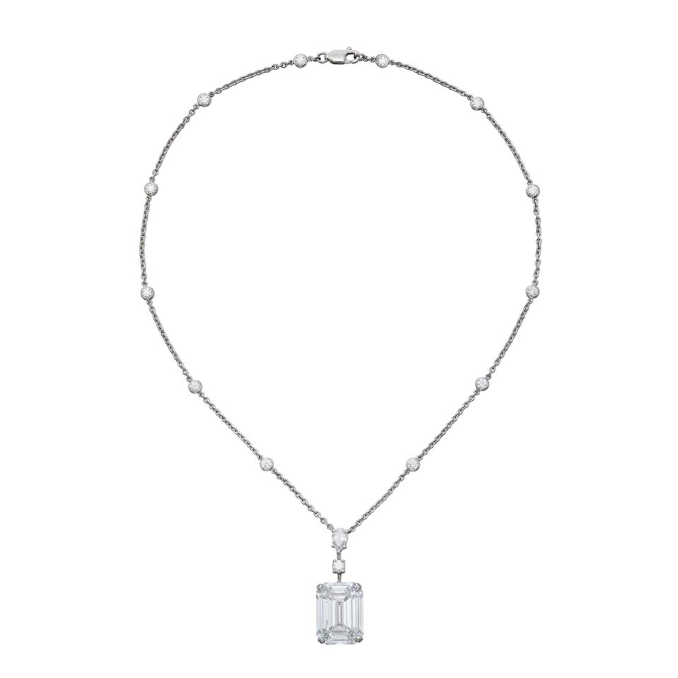 Gold and diamond pendant-necklace by Graff, with a 16.06-carat diamond fetched $1 million