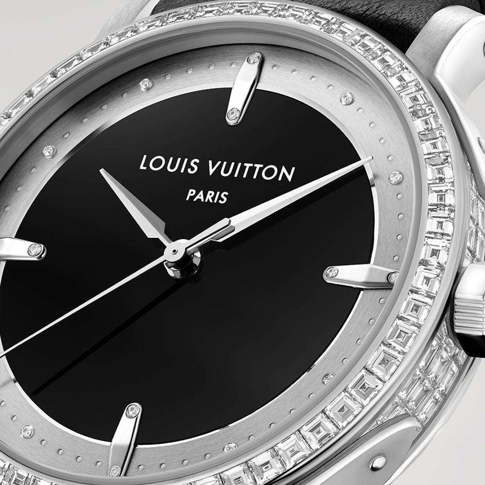 Louis Vuitton Escale with platinum case, onyx dial and diamond bezel.