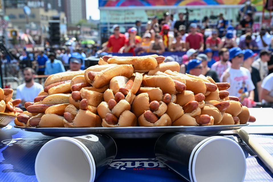 Professional Eaters Compete In Nathan's Annual Hot Dog Eating Contest