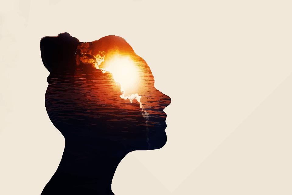 Make Money Online The concept of the power of knowledge. Silhouette of smart girl.