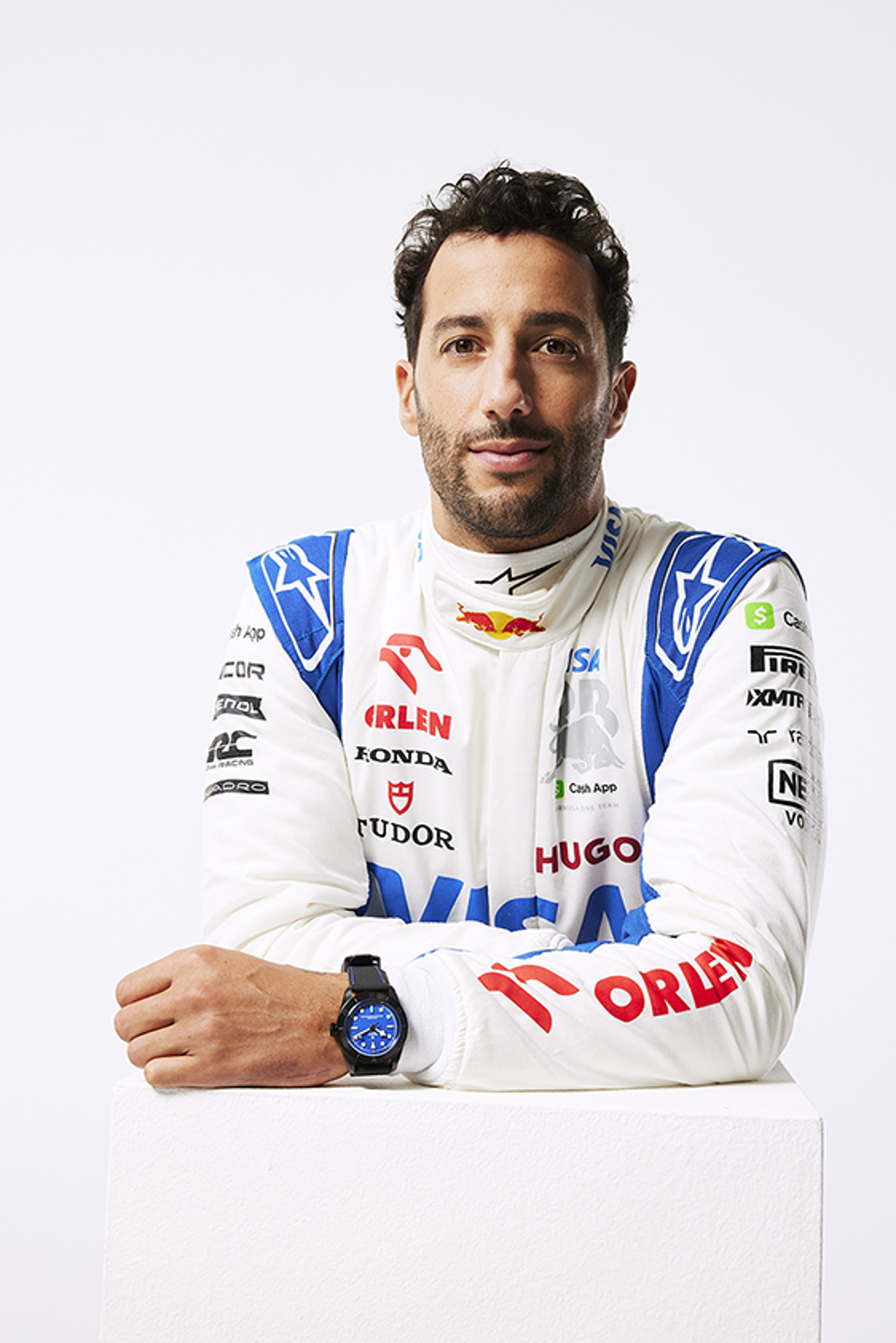 Daniel Ricciardo wearing the Black Bay Ceramic "Blue"