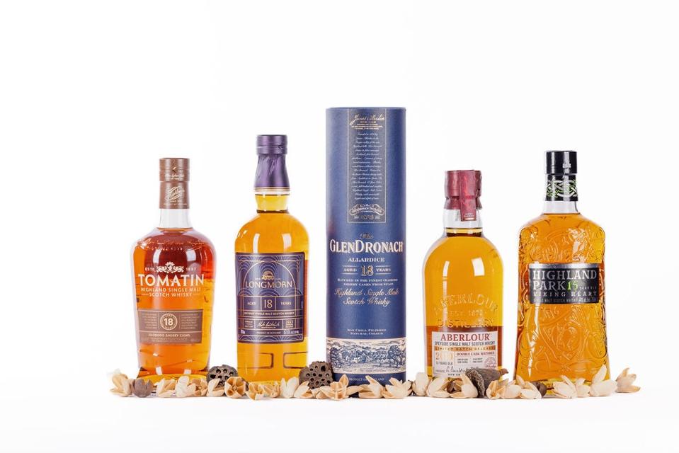 The finalists for the Best in Class Single Malt Scotch 13 to 19 Years Old at the 2024 San Francisco World Spirits Competition.