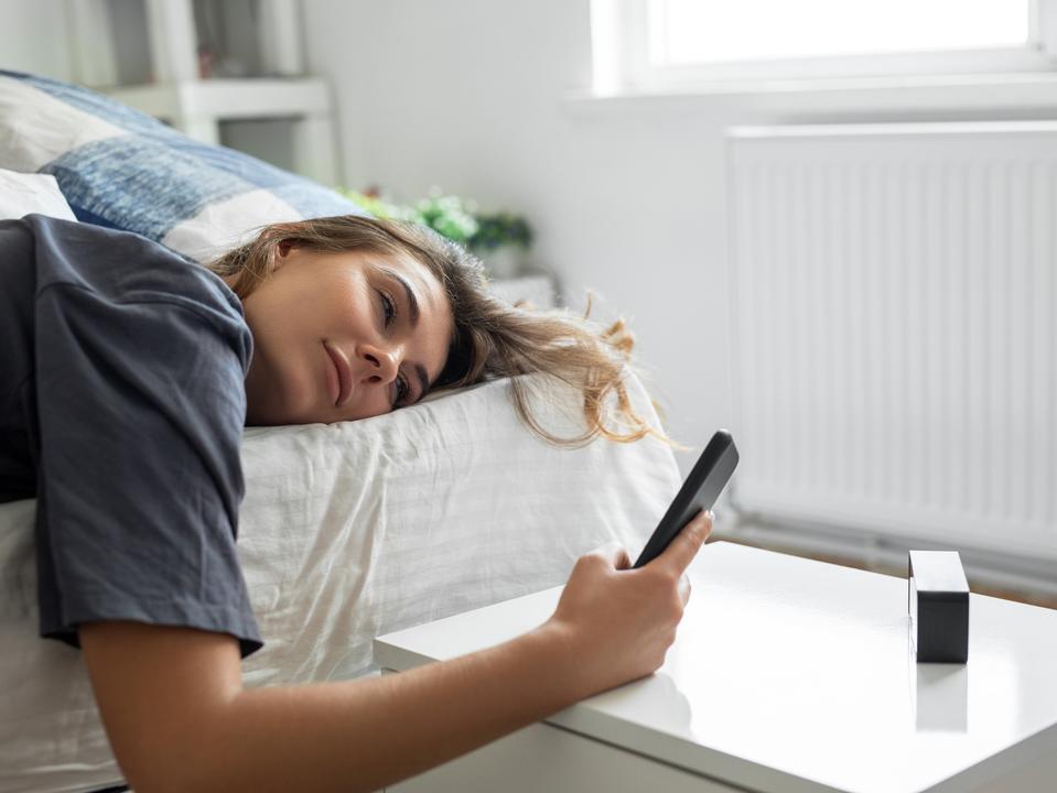 Young woman is waking up