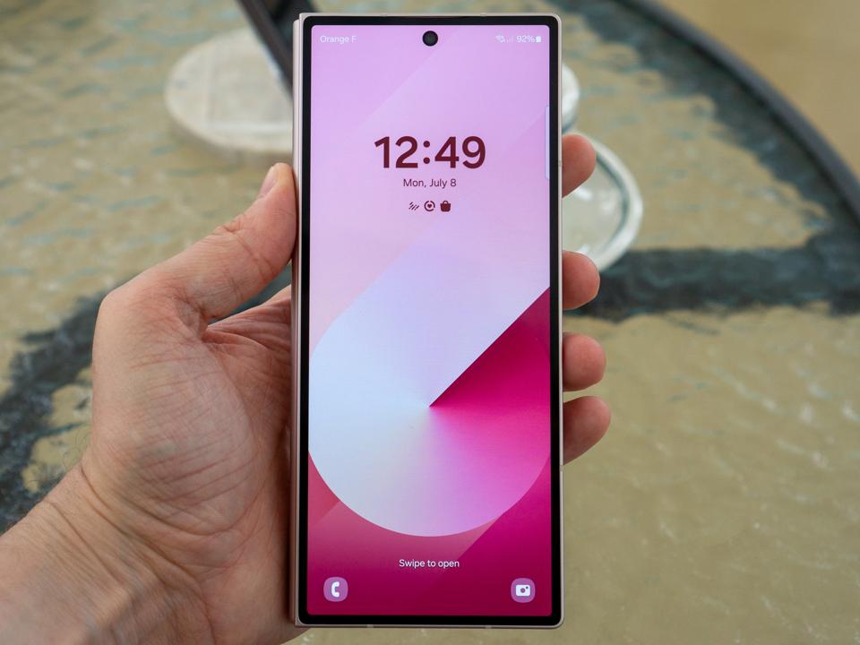 A Samsung Galaxy Z Fold 6 held in a hand.