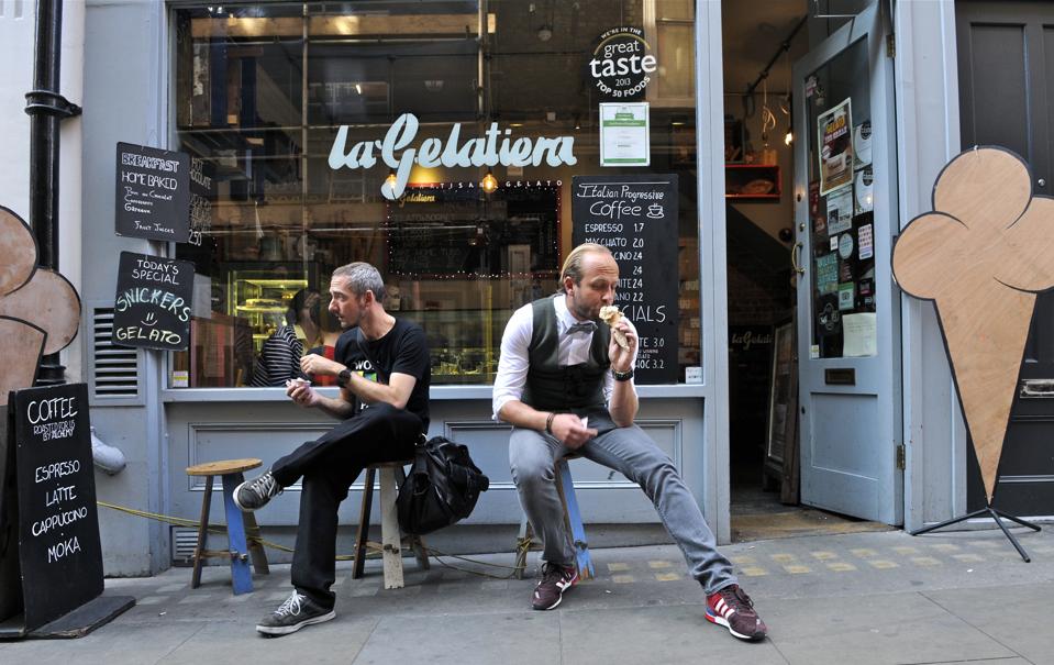 men eating icecream