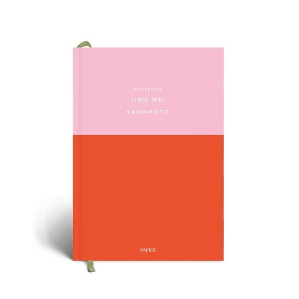 Papier Colorblock Hardcover Notebook in pink and cherry red personalized with a name