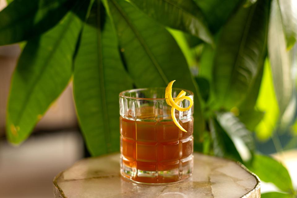 a cocktail on a table