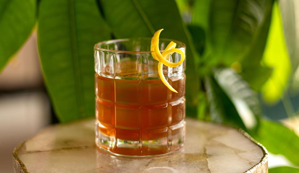 a cocktail on a table