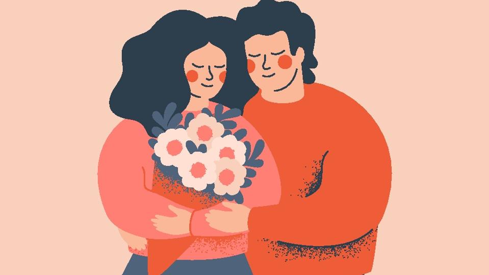Young couple embrace each other with love and care.Concept of the Valentine day and family day