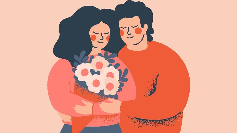 Young couple embrace each other with love and care.Concept of the Valentine day and family day