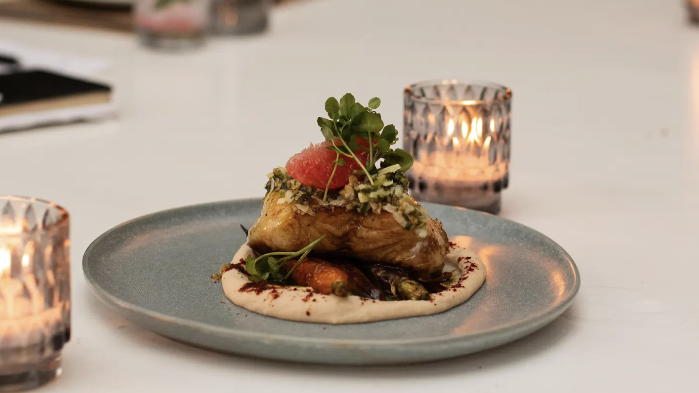 A Guatemalan dish featuring white fish and bean puree.