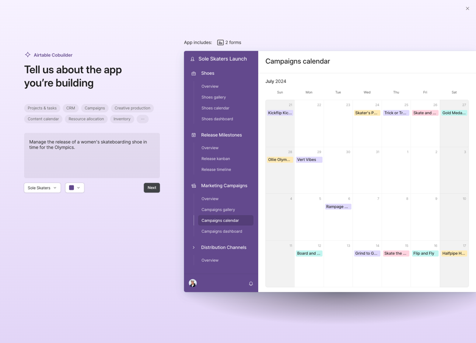 What an AI-generated app looks like in Airtable.