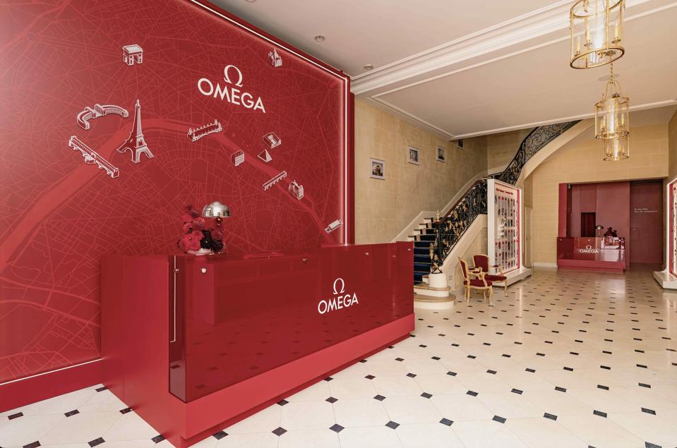 The reception area of the Omega House, the exclusive event space for Omega guests