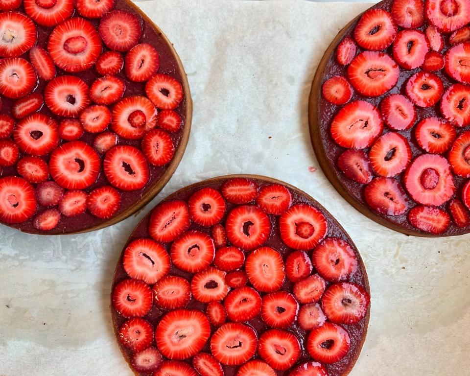 Strawberry tarts with almond cream at Carissa's 