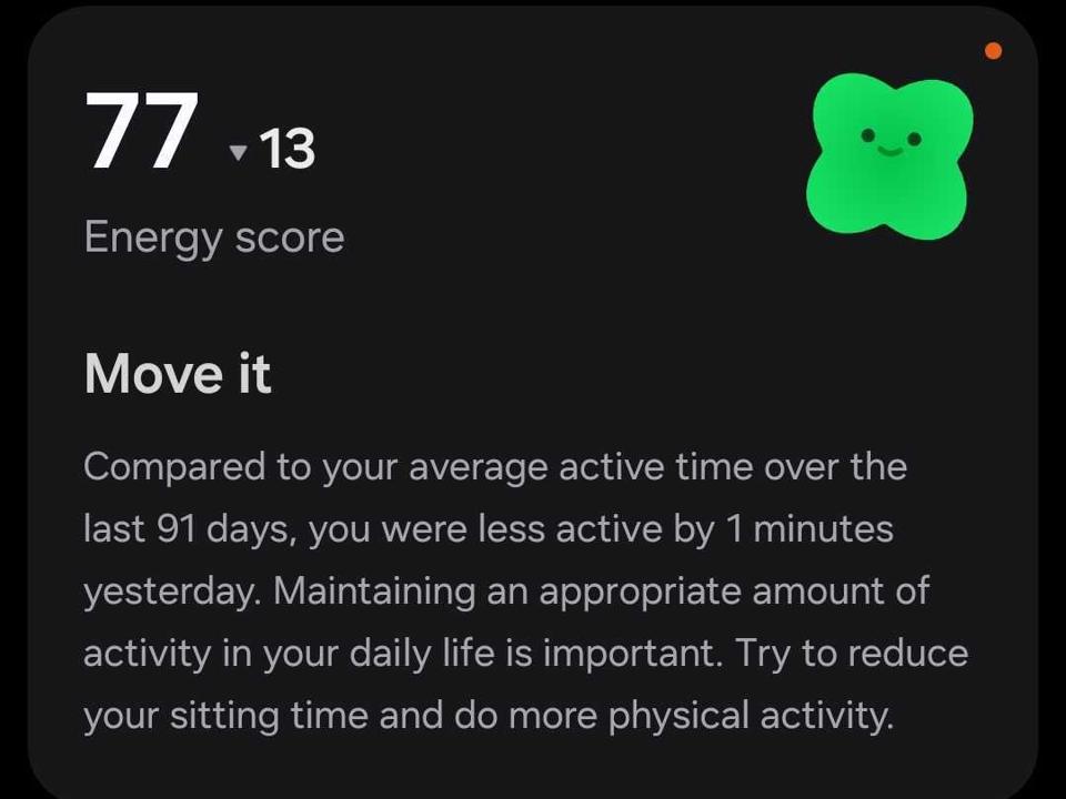 A screenshot of the Samsung Health App.