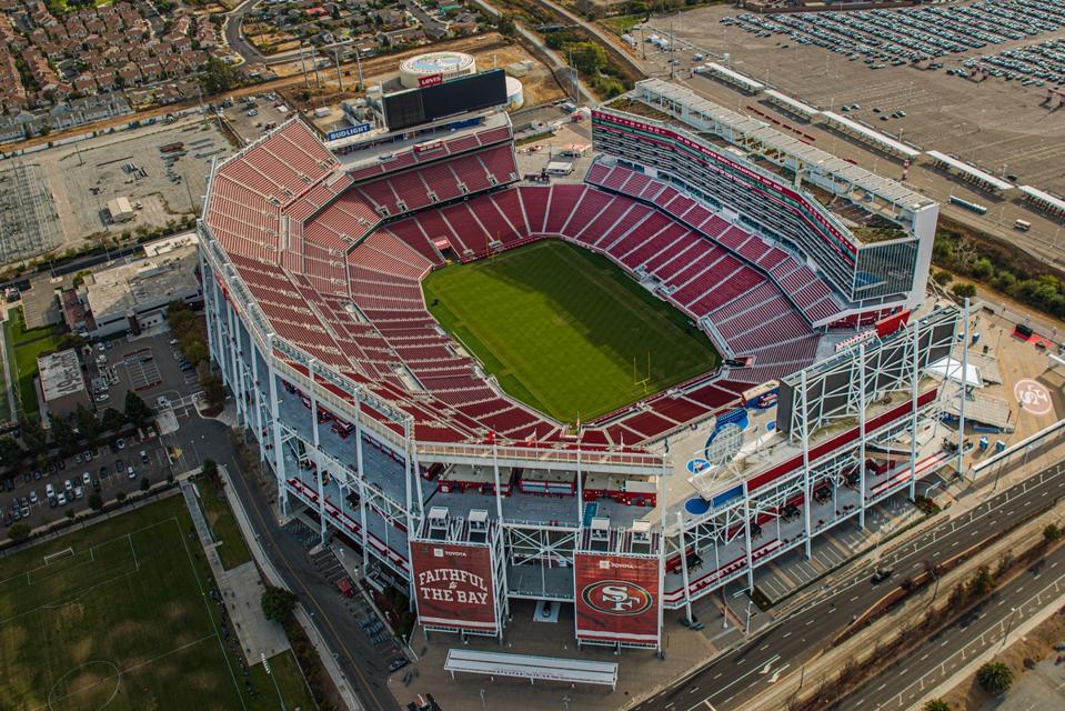 Levi's Stadium — Santa Clara aerial stadium photograph for large-venue MEP planning