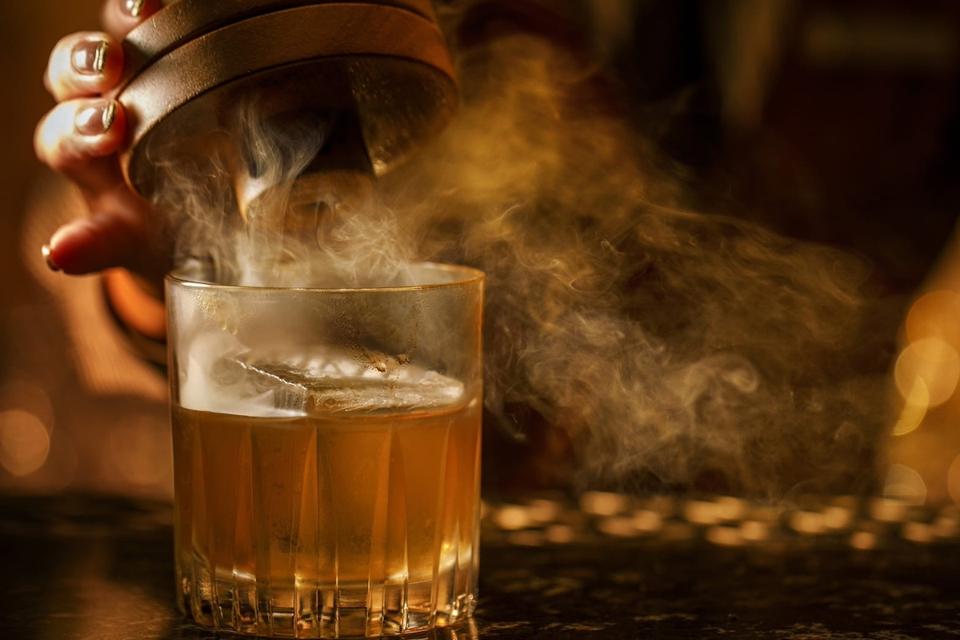 Smoked Ume Old Fashioned cocktail at virtú in tokyo