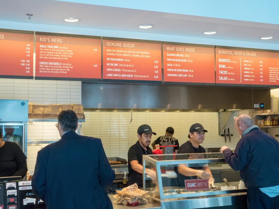 Customers served in line in Chipotle