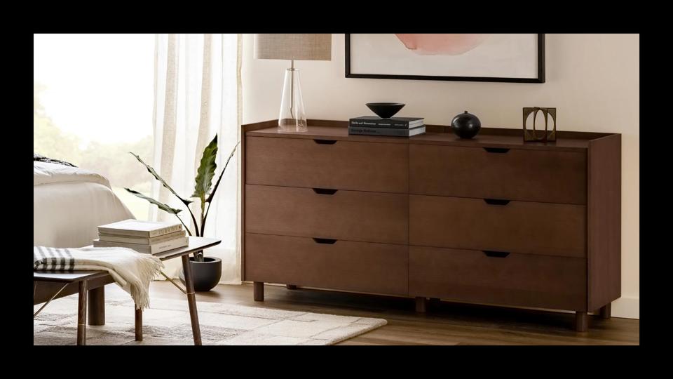 best dresser VINGLI 45-H 5-Drawer Dresser/High Gloss Wood Modern Storage Cabinet with Brown Top in the Dressers department at Lowes.com