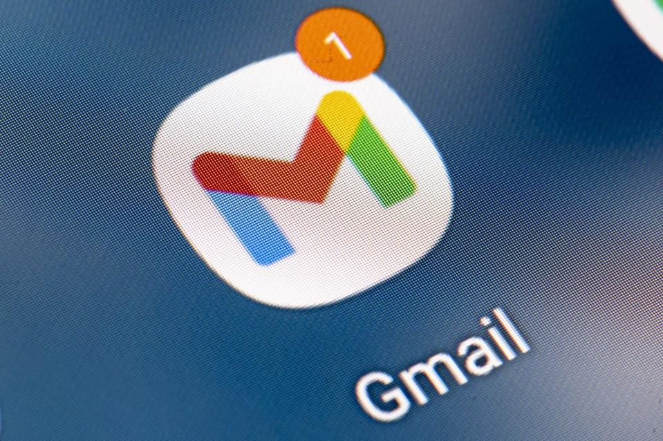 Gmail App on screen.