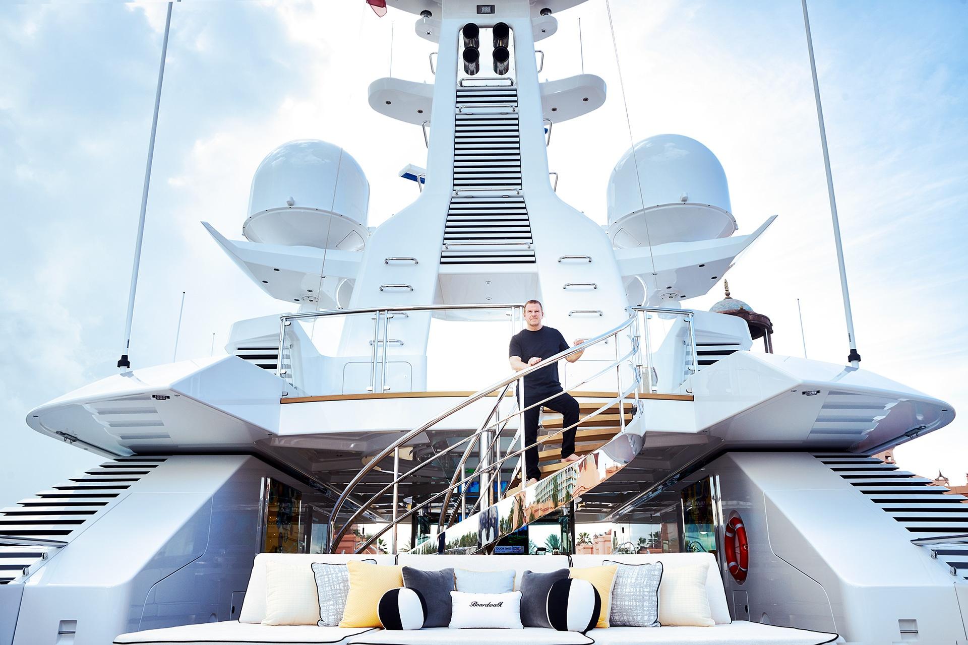 Tilman Fertitta aboard his yacht Boardwalk.
