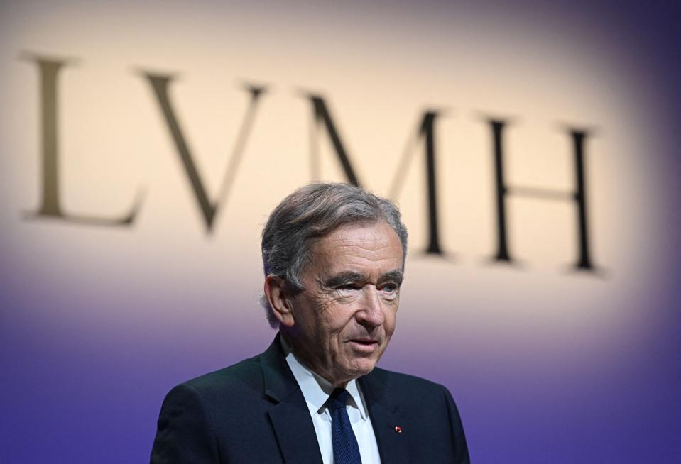 LMVH head Bernard Arnault in a 2023 photo. (Photo by STEFANO RELLANDINI/AFP Getty Images)