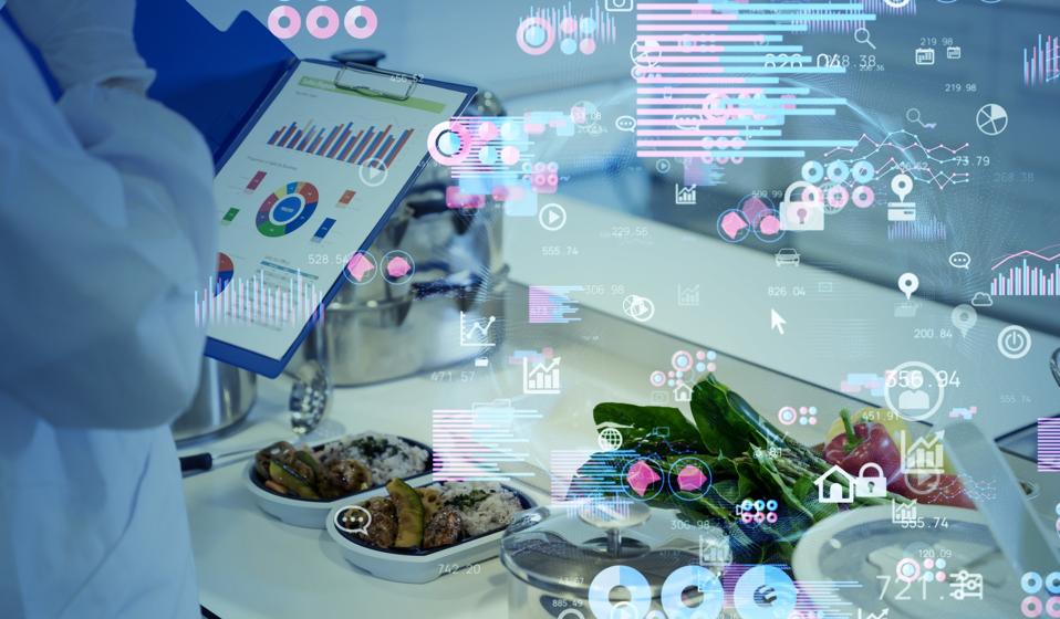 Nutrition science concept. Data analytics of foods.